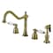 Kingston Brass Widespread Kitchen Faucet with Brass Sprayer, Antique Brass KB1793WLLBS - alternate 1